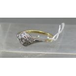 Damenring14 kt. Gelbgold, Art-Deco, 1 Diamant ca 0,10 ct., 8 kleine Diamanten als Besatz, ca 1,5g,