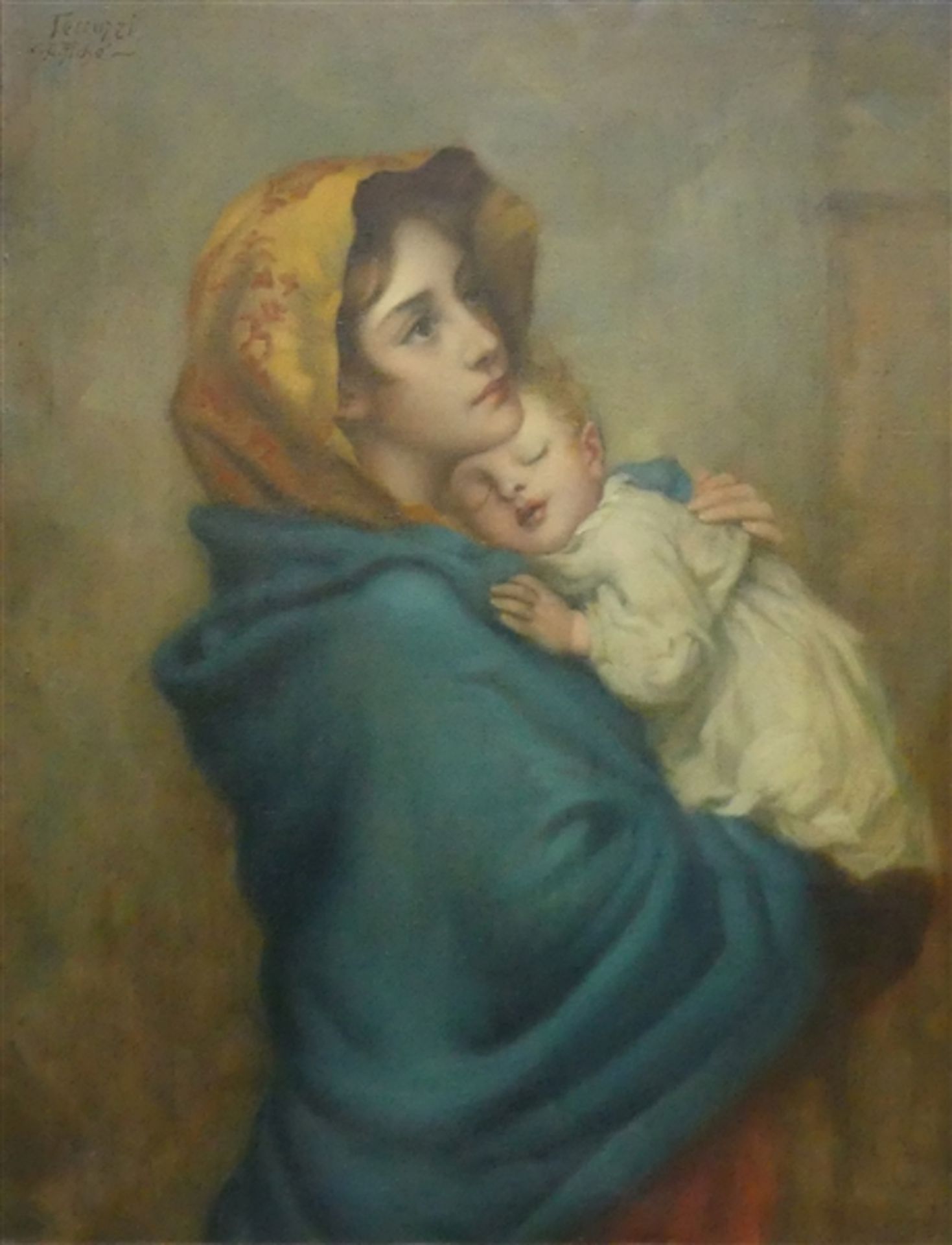 Kopist, um 1930Öl auf Leinen, Mutter mit Kind, links oben bezeichnet, Italien um 1930, 92x69 cm,