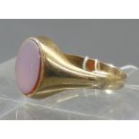 Damenring14 kt. Rotgold, ovaler Lagenstein, ca 4g, RM 64,