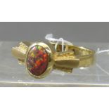 Damenring14 kt. Gelbgold, 1 Opal, 8x6 mm, ca 5g, RM 56,