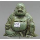 JadeskulpturChina, "lachender Buddha", h 14 cm,