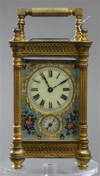 Reisewecker, um 1890Metallgehäuse, Messingwerk mit Schlüsselaufzug, Schlag auf Glocke, 5-seitig