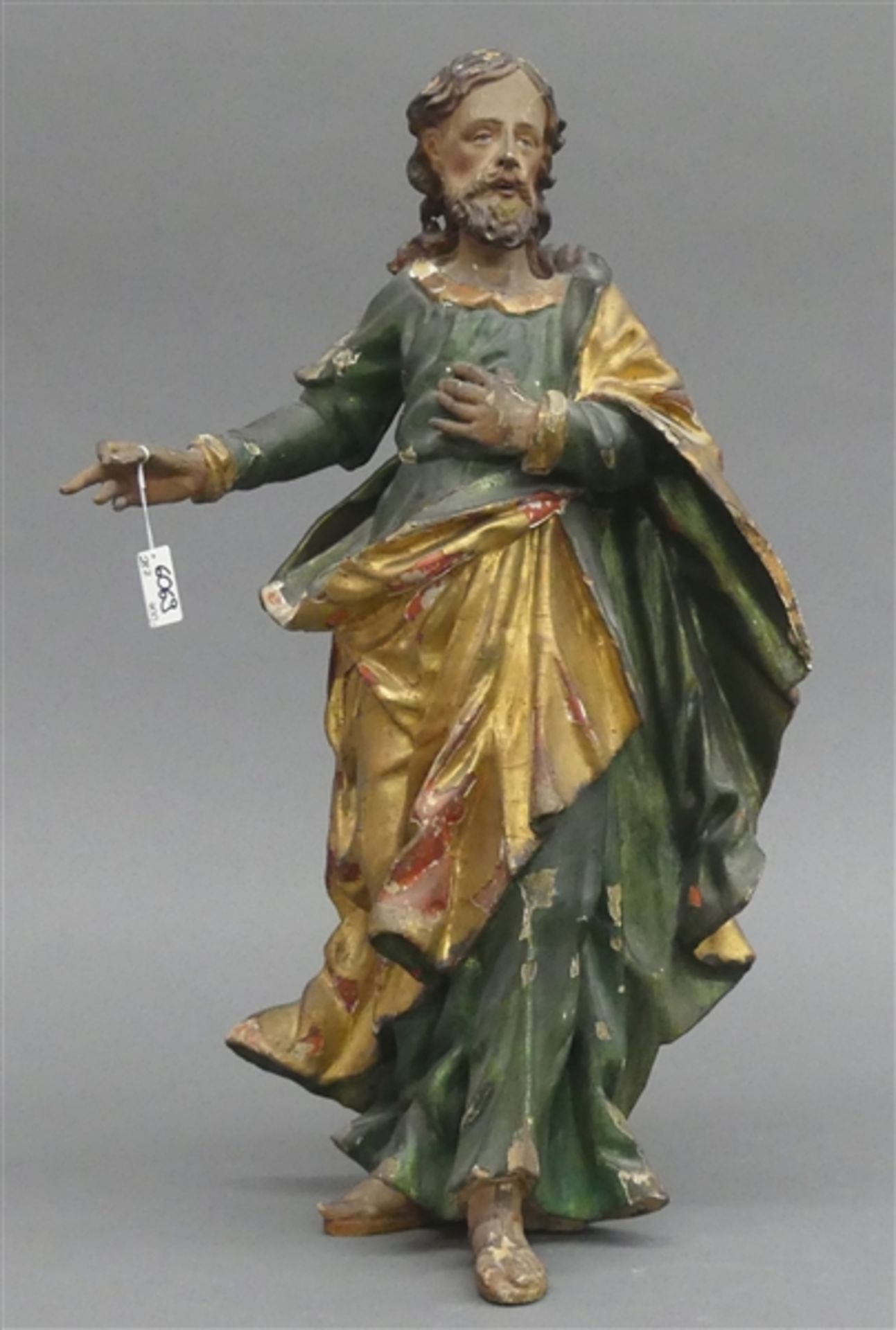 Holzskulptur, 18. Jh.Süddeutsch, geschnitzt, "Jesus", gefasst, teilvergoldet, Fassungsschäden, h