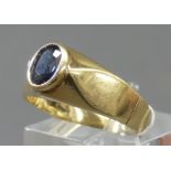 Damenring14 kt. Gelbgold, 1 ovaler Saphir, (7x5 mm), ca 5g, RM 58,