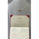 Collier18 kt. Gelbgold, Original Cartier, Herzform, Logo, geschliffene Kristallperlen,