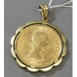 Goldanhänger14 kt. Gelbgold mit 1/4 Unze Brittania, d 3 cm, 10,4 g brutto,