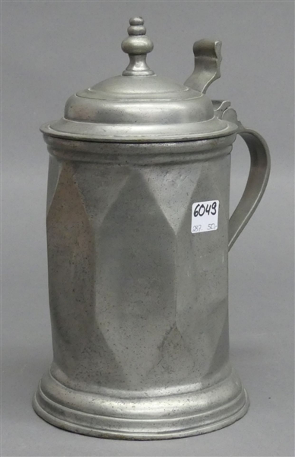 Zinnkrugum 1920, Engelszinn, h 26 cm,