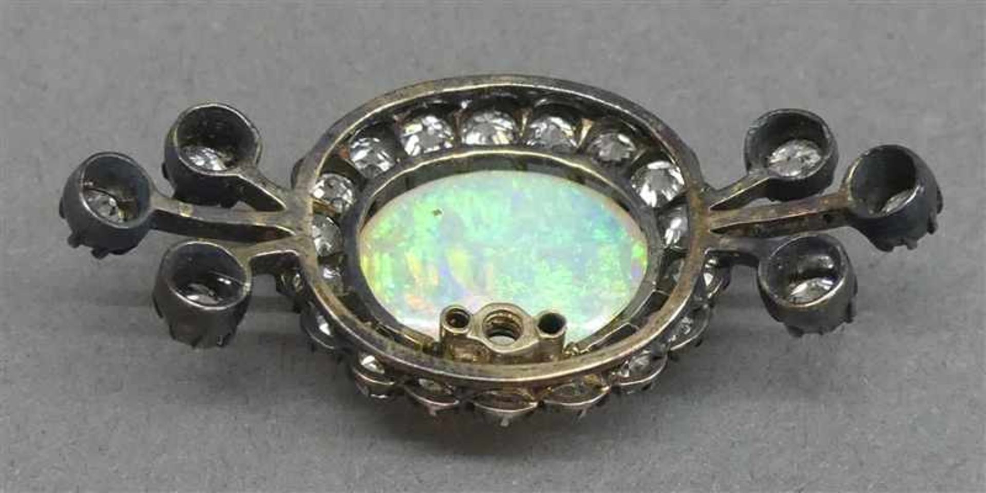 Armreif, 19. Jh. 14 kt. Gelbgold und Silber, 1 ovaler Opal 10x12 mm, besetzt mit 24 - Bild 3 aus 3