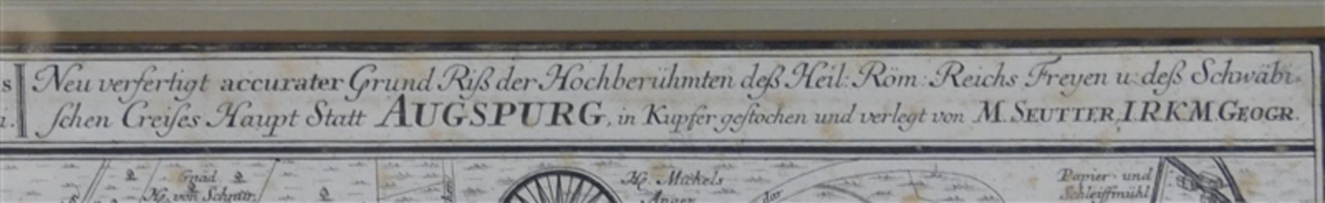 Kupferstichgroßformatiger Plan der "Stadt Augspurg" von Matthias Seutter, mit Legende und - Bild 4 aus 5