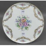 PlattePorzellan, Manufaktur Limoges, Blumendekor, teilvergoldet, Bodenmarke, d 29 cm,- - -20.00 %