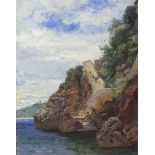 Landschaftsmalerum 1900, Öl auf Leinen, doubliert, "Südliche Steilküste", rückseitig beschriftet,