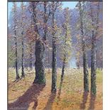 Grabone, Arnold1896 - 1982, Öl auf Leinen, "Herbstwald im Gegenlicht", links unten signiert,
