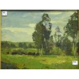 Baer, C.Öl auf Leinen, aufgezogen, "Sommerlandschaft mit Bäumen", rechts unten signiert, 28x36 cm,