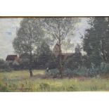 Gampert, Otto1842 Ottenbach - 1924 Zürich, Öl auf Malerpappe, Landschaft mit Bäumen, im