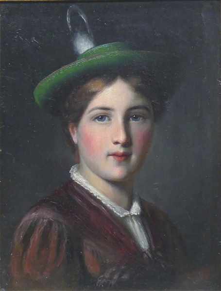 Binder, Alois1857 - 1933, Öl auf Holz, Porträt einer jungen Bäuerin in der Tracht, rechts unten