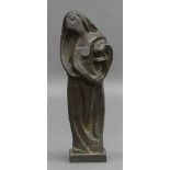 BronzeskulpturMarianne Lüdicke 1919 - 2019, Stehende mit Kopftuch und Umhang, braune Patina, 20.