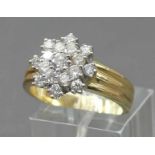 Damenring 14 kt. Gelbgold, besetzt mit 17 Brillanten zus. ca 0,80 ct., wesselton, vsi - si,