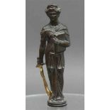 Bronzeskulpturstehende Justitia, wohl Petschaft, Gravurplatte fehlt, um 1900, h 9 cm,- - -20.00 %