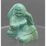 OkimonoTürkis, sitzender Buddha auf einem Thron, 20. Jh. h 5 cm,- - -20.00 % buyer's premium on