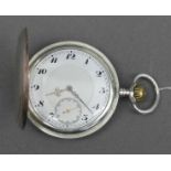 Sprungdeckeltaschenuhr800 Silbergehäuse, Junghans, Ankerwerk mit Kronenaufzug, Kal.: 15, weißes