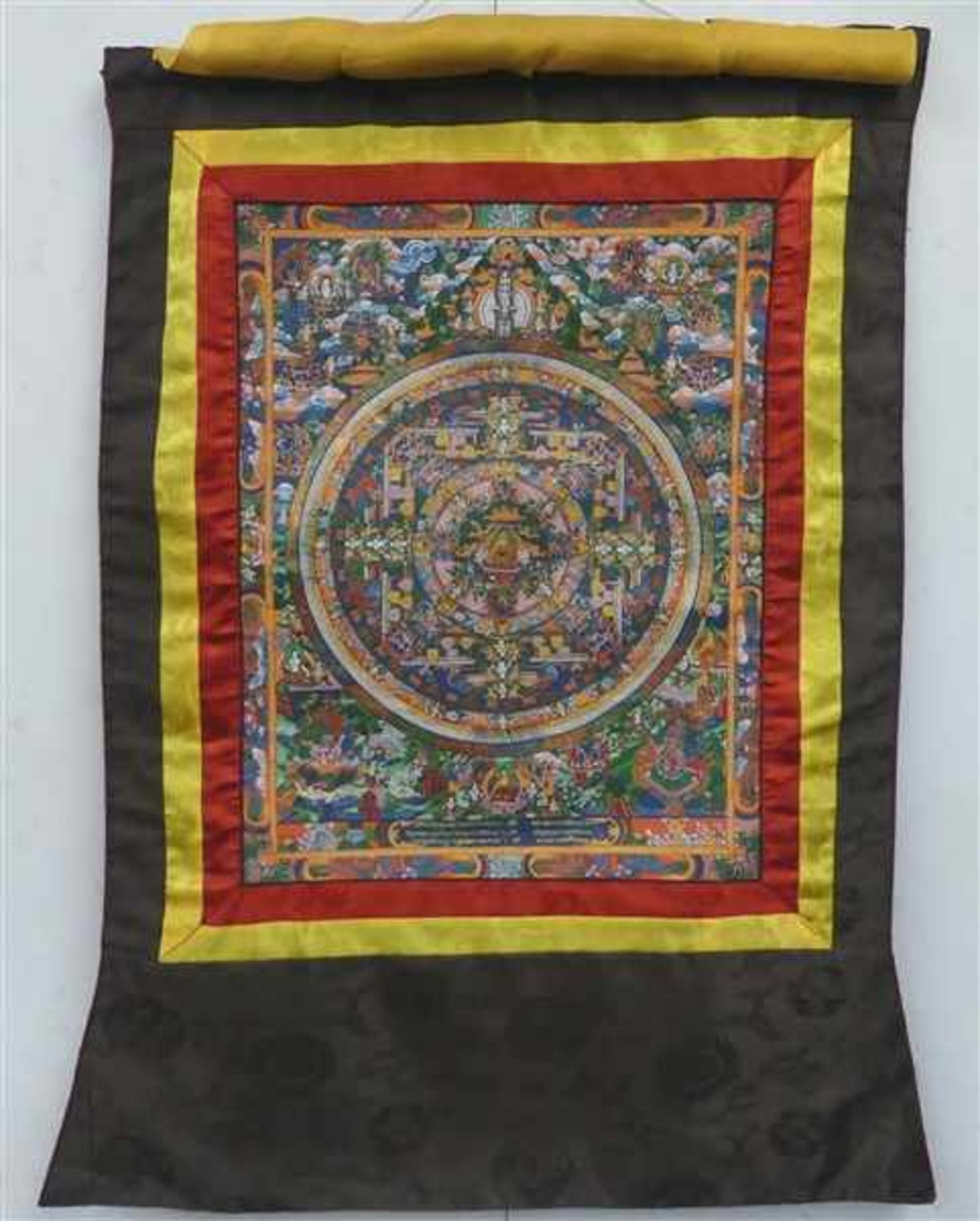 Stoffthangkagerollt, Indonesien, verschiedene Buddhadarstellungen, 20. Jh., 50x40 cm,- - -20.00 %