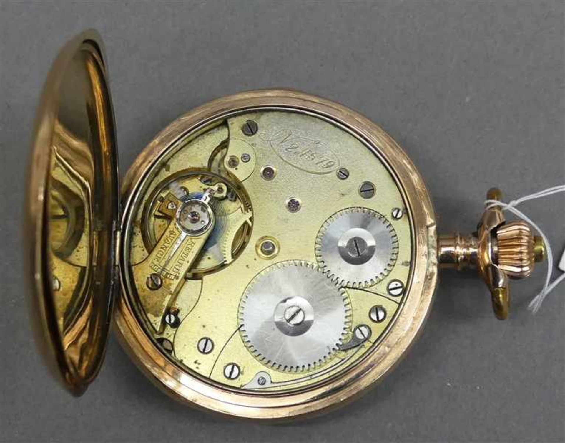 Sprungdeckeltaschenuhr14 kt. Rotgold, "Systeme Glashütte", Kronenaufzug, aufgelegtes Monogramm, - Bild 2 aus 2