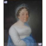 BiedermeierporträtPastell auf Mischtechnik, "Dame mit einer Spitzenhaube, um 1840, 36x30 cm, im