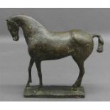 Bronzeskulptur20. Jh., Pferd, unleserlich signiert, moderne Ausformung, h 21 cm,- - -20.00 % buyer's