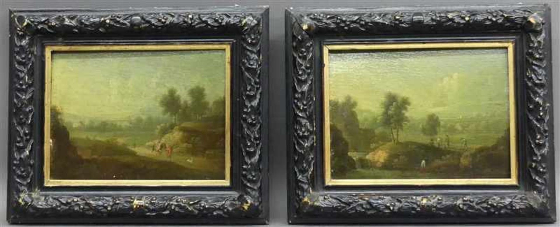 Bemmel, von, zugeschrieben Paar Gemälde, 17./18. Jh., Öl auf Holz, "Weite Landschaften mit Bäumen
