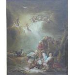 Deutsch, 18. Jh.Heiligenmaler, Öl auf Leinen, doubliert, Geburt Christi, Maria und Joseph,