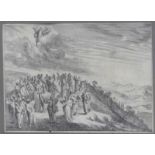 Kupferstich 18. Jh., "die Erscheinung Gottes", von W. Baur, 15,5x20 cm, im Rahmen,- - -20.00 %