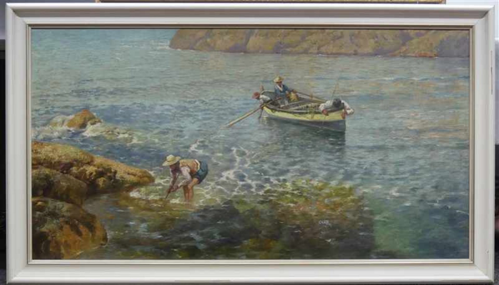 Kremp, Prof. Erminio 1860 - 1936 Palermo, Öl auf Leinen, "Italienische Fischer an der Küste", rechts - Bild 2 aus 6