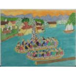 Raffler, Max 1902 - 1988 Greifenberg am Ammersee, Aquarell auf Papier, "Wallfahrt am Chiemsee",