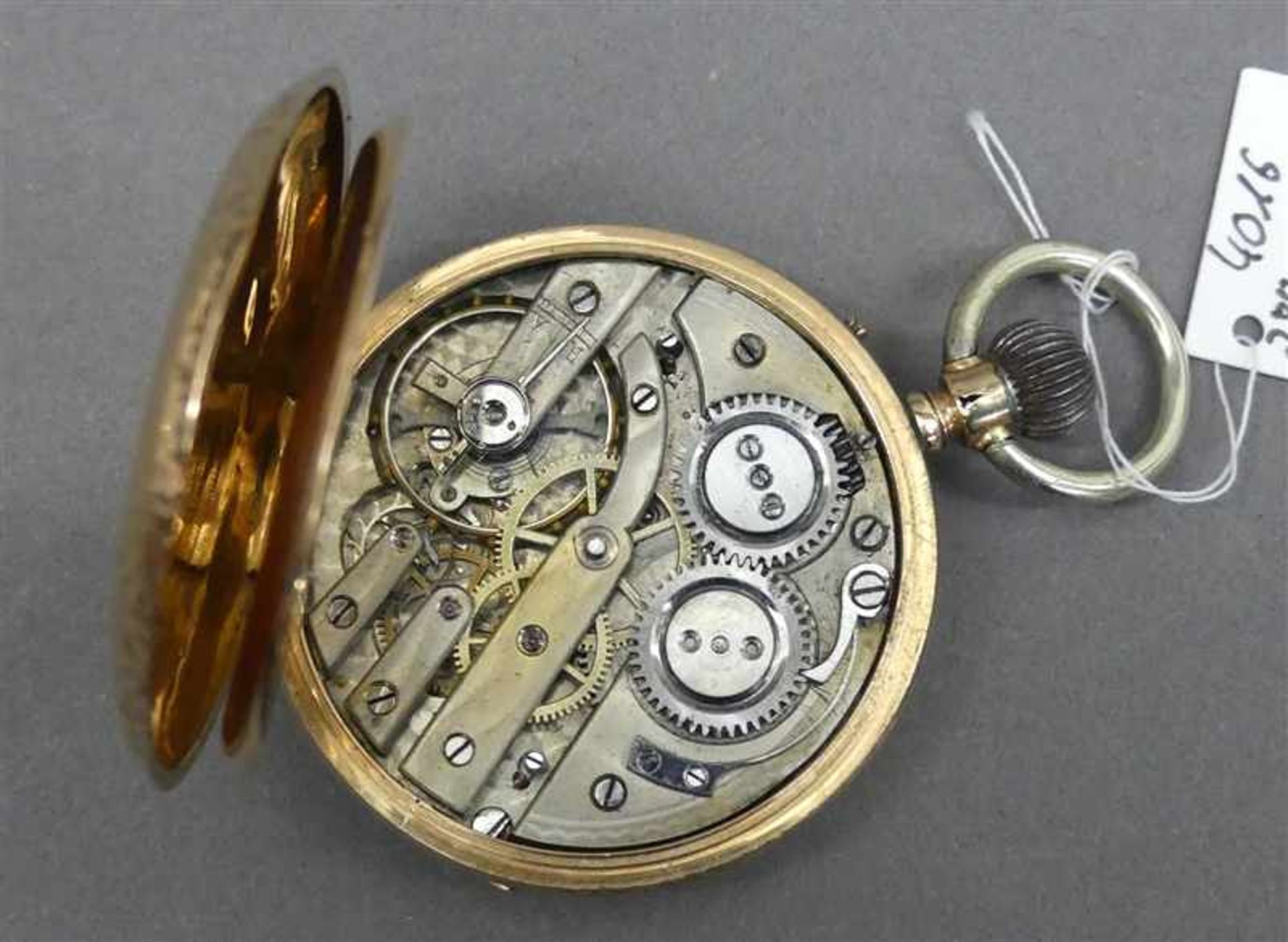 Taschenuhr14 kt. Gelbgold, "Vacheron Geneve", Ankerwerk mit Kronenaufzug, weißes Emailzifferblatt - Bild 2 aus 2