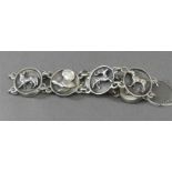 Armband925er Silber, 8 runde Medaillons mit verschiedenen Tieren, Hirsch, Fuchs, Auerhahn, Jagdhund,