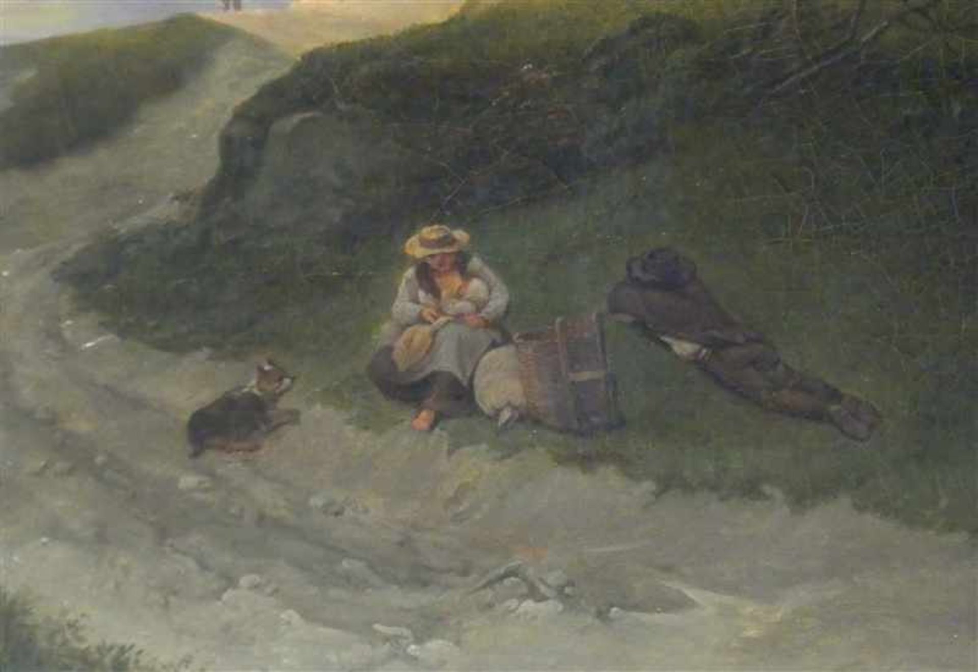 Raffalt, Johann Gualbert1836 Murau - 1865 Rom, Öl auf Leinen, morgendliche Flusslandschaft mit - Bild 4 aus 5