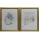 4 Radierungenvon Salvador Dali, 1904 Figueres 1989, verschiedene surreale Darstellungen, Tiere,