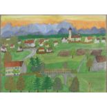 Raffler, Max 1902 - 1988 Greifenberg am Ammersee, Mischtechnik auf Papier, "Ansicht von Schondorf am