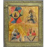 Vierfelder-IkoneRussland, 19. Jh., "verschiedene Darstellungen der Gottesmutter", Tempera auf