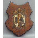 Holzschild, um 1900bemalt, "Münchner Kindl", Sprung, Wappenform, 51x41 cm,- - -20.00 % buyer's
