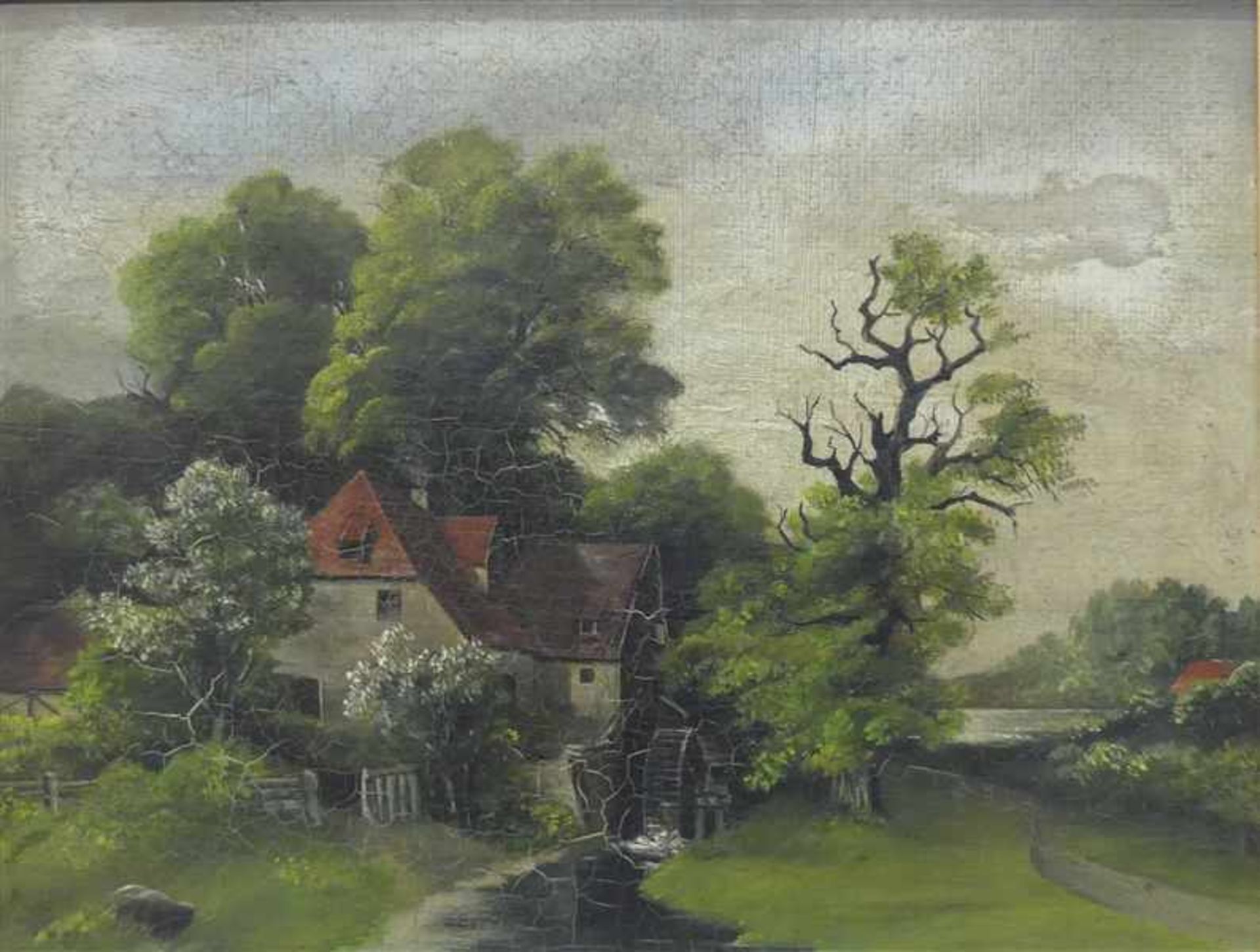 Weidmann, Heinrich, zugeschriebenDüsseldorf, Sommerlandschaft mit einer Wassermühle, rückseitig