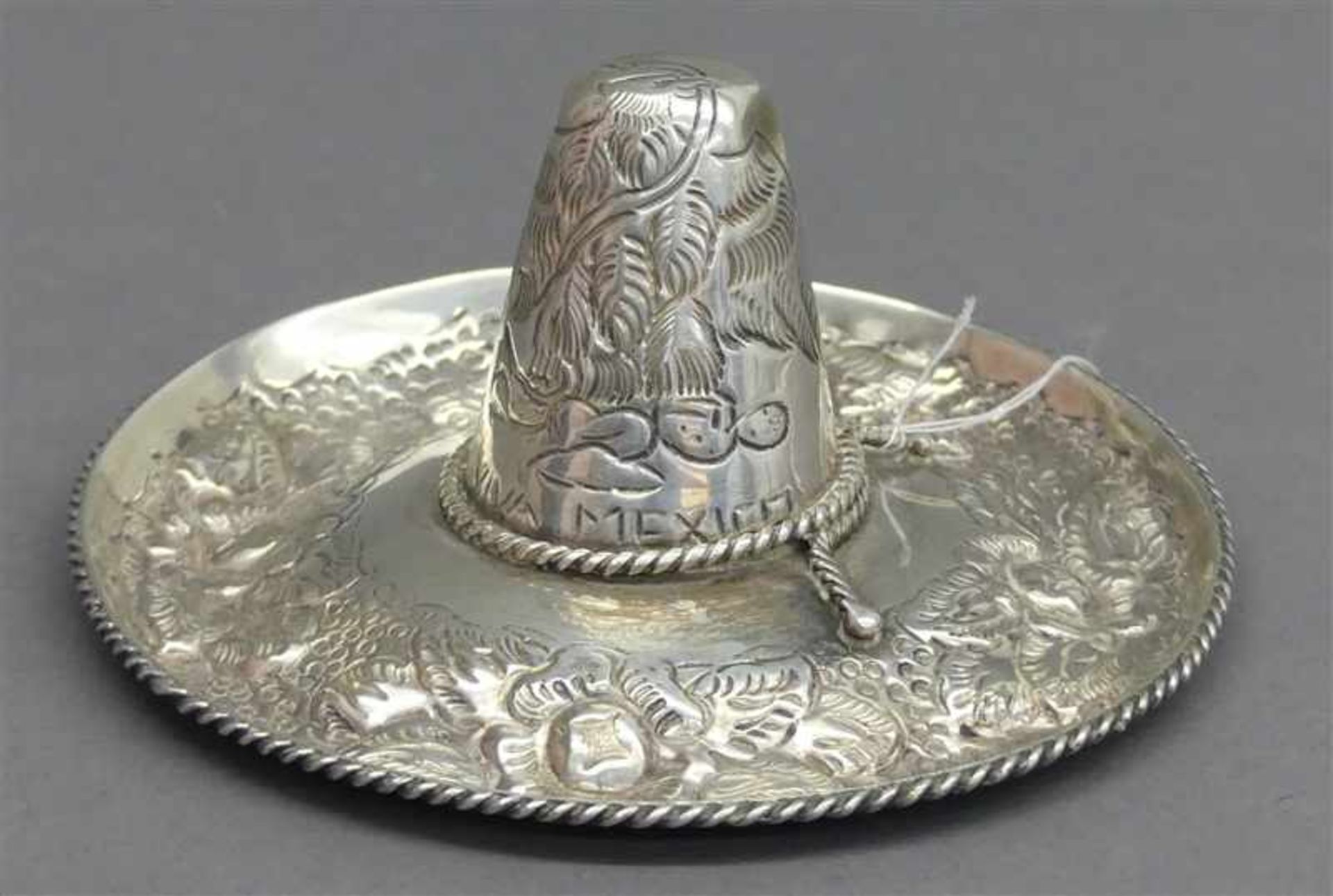 Sombrero Silber, 925, reicher Reliefdekor, Mexiko, 20. Jh., 76g, - - -20.00 % buyer's premium on the