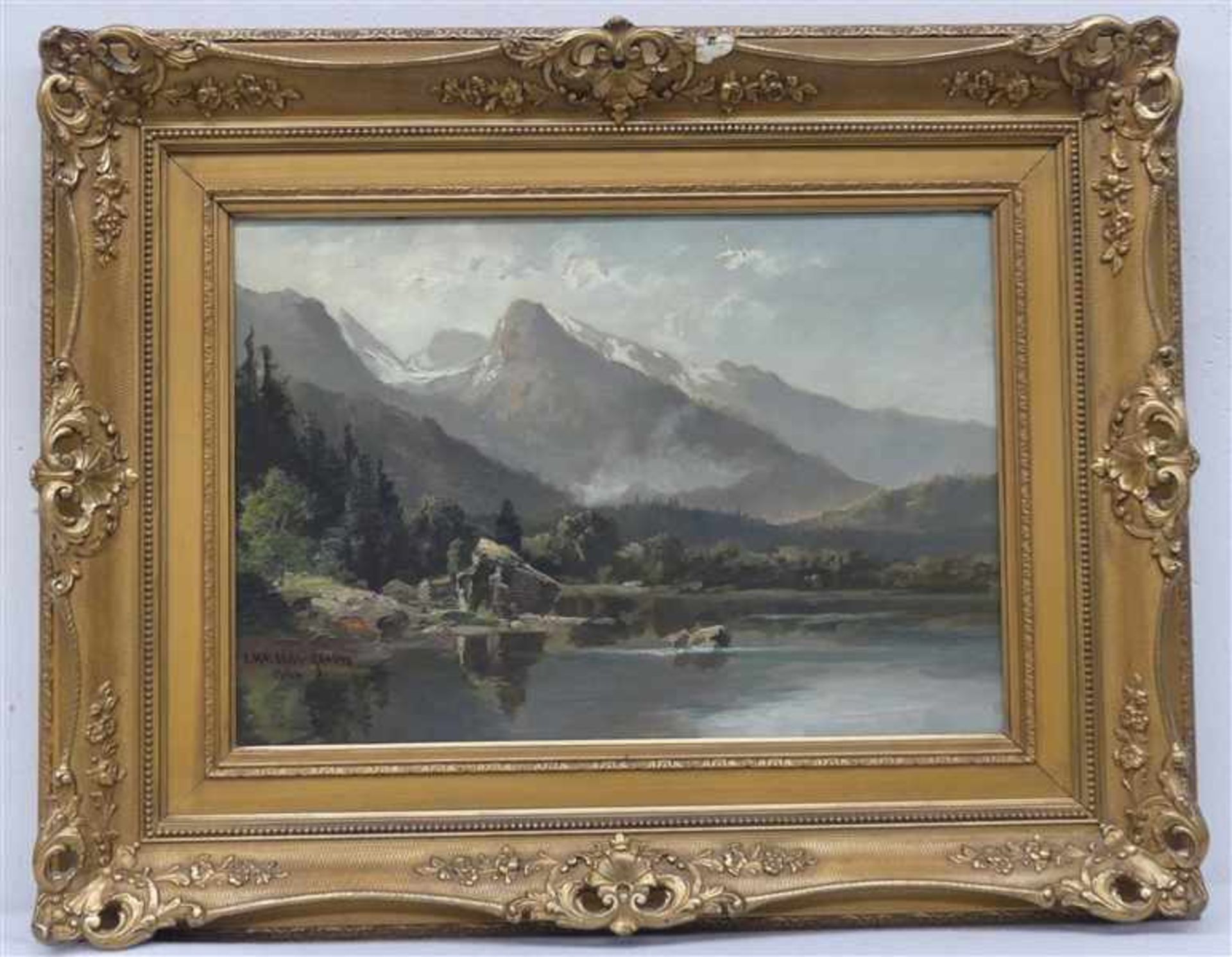 Halberg-Kraus, Fritz1874 Stadtporzelten - 1951 Prien/Chiemsee, Öl auf Leinen, Landschaft in - Bild 2 aus 5