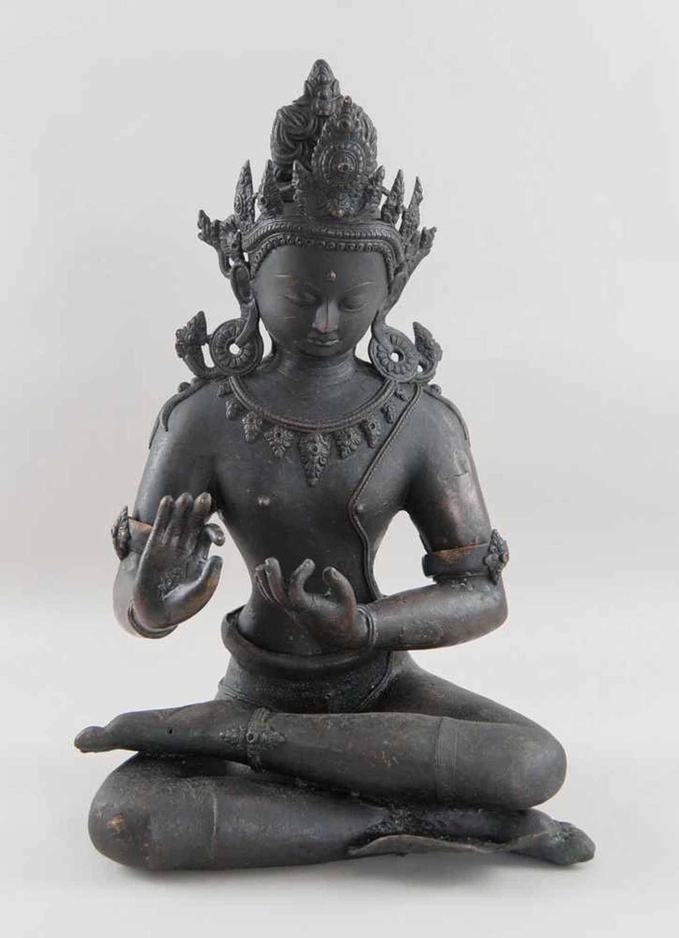 Tibetanischer, sitzender Buddha, Bronze, 19. JH, H 49 cm - Bild 2 aus 9