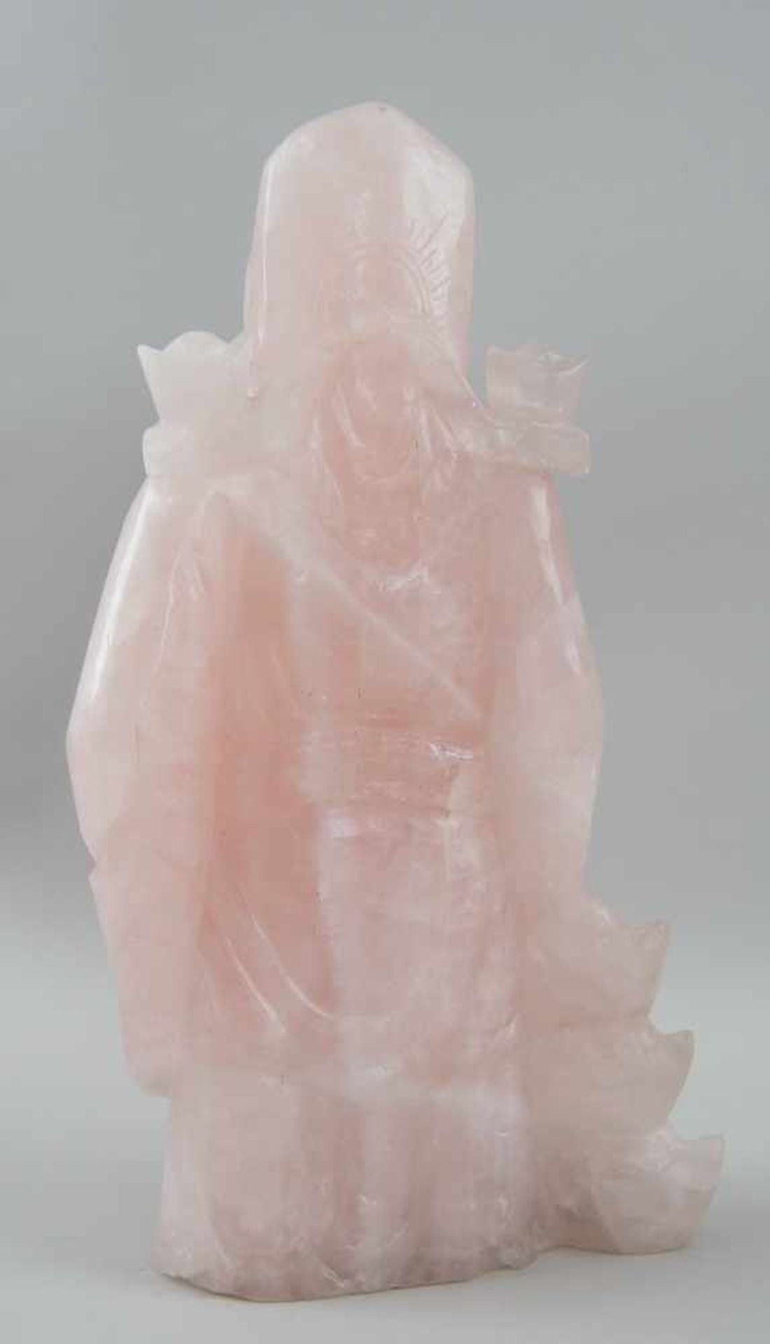Buddha aus Rosenquarz, H 32 cm - Bild 3 aus 3