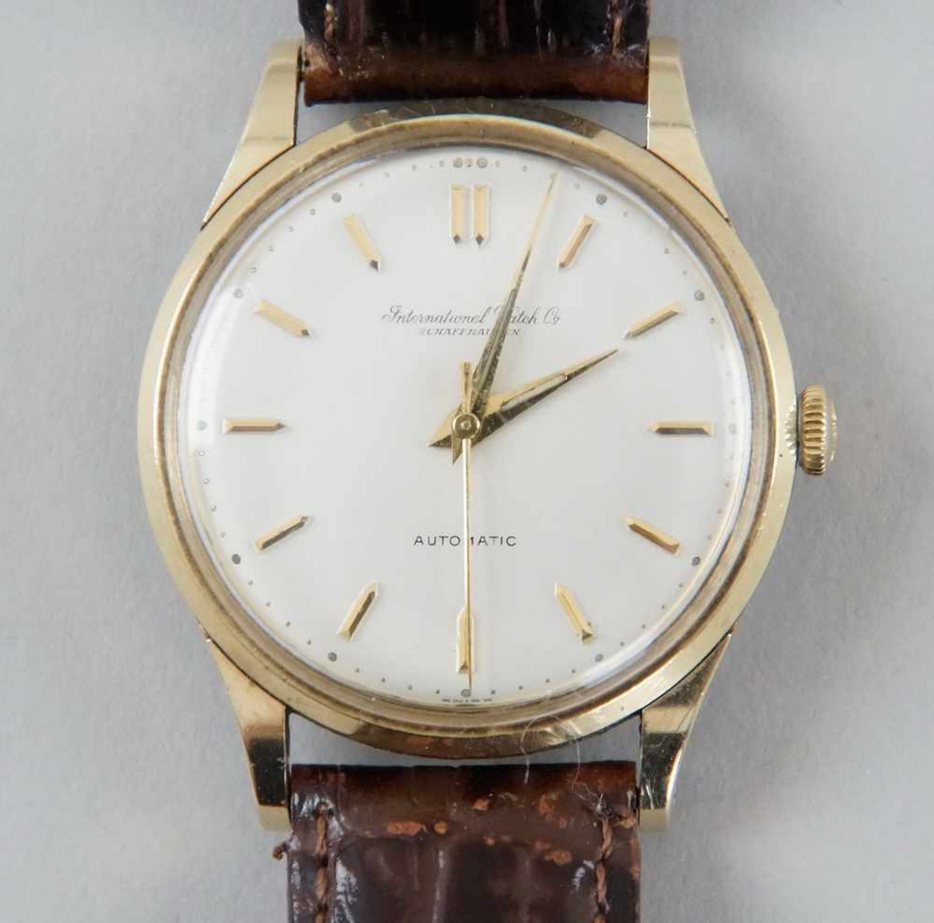 IWC Schaffhausen Automatic Uhr mit Lederarmband, Gebrauchsspuren, L 24 cm