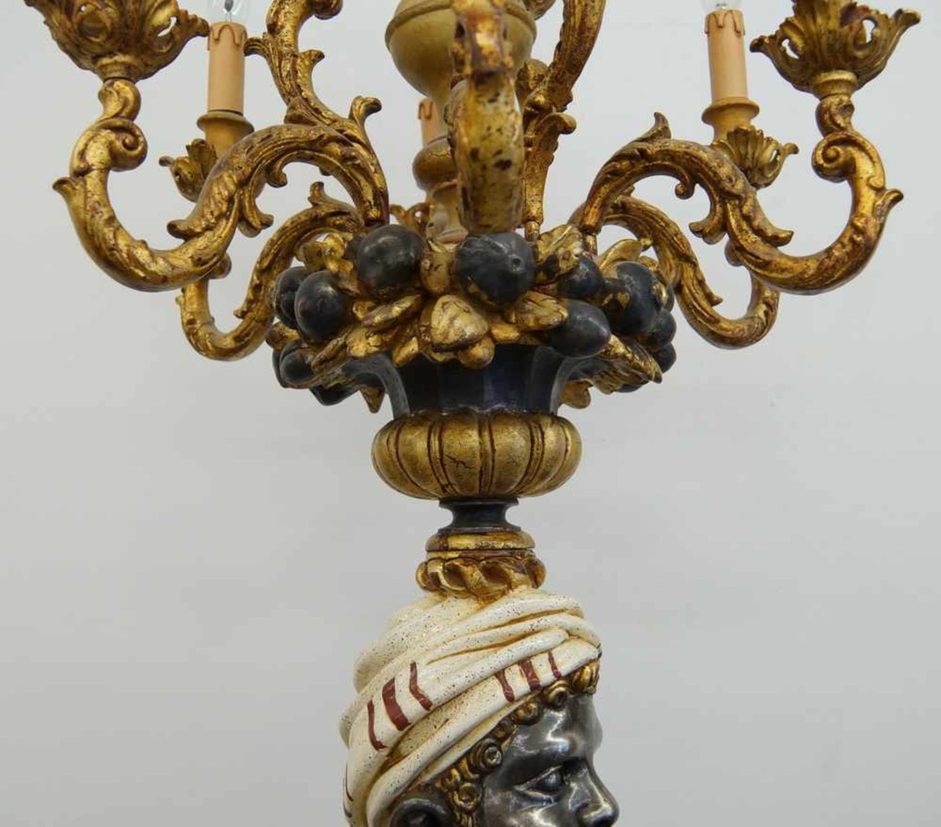 Prunkvolle Stehlampe, Mohr mit 9-flammigen Lüster, elektrifiziert, funktionstüchtig, - Bild 6 aus 11