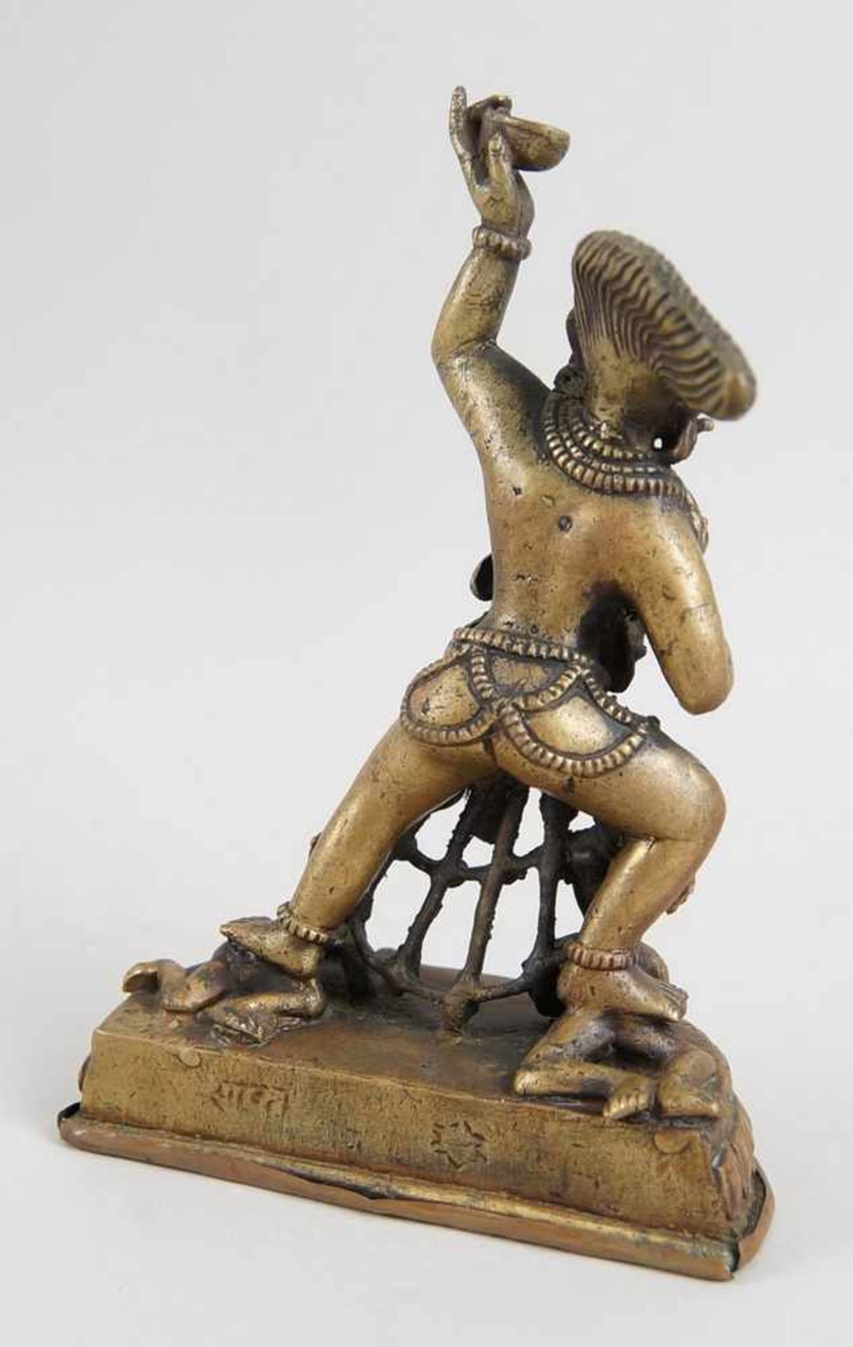 Kali, Shiva und Bhairava, Bronze/Kupfer, 18./19. JH, H 21 cm, signiert - Bild 4 aus 11