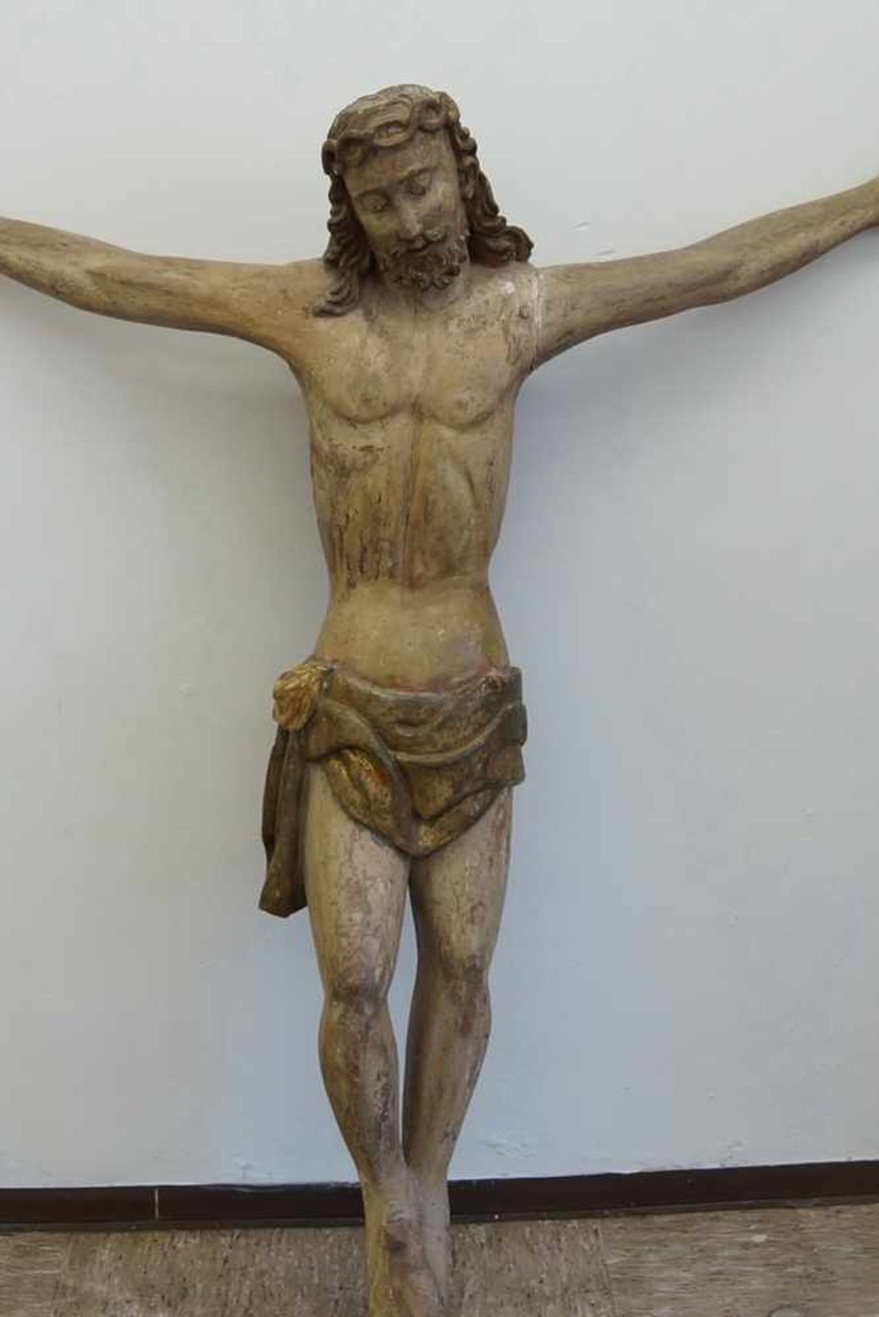 Barock Korpus Christus, Holz geschnitzt und gefasst, 18. JH, besch., 127x121 cm - Bild 2 aus 7
