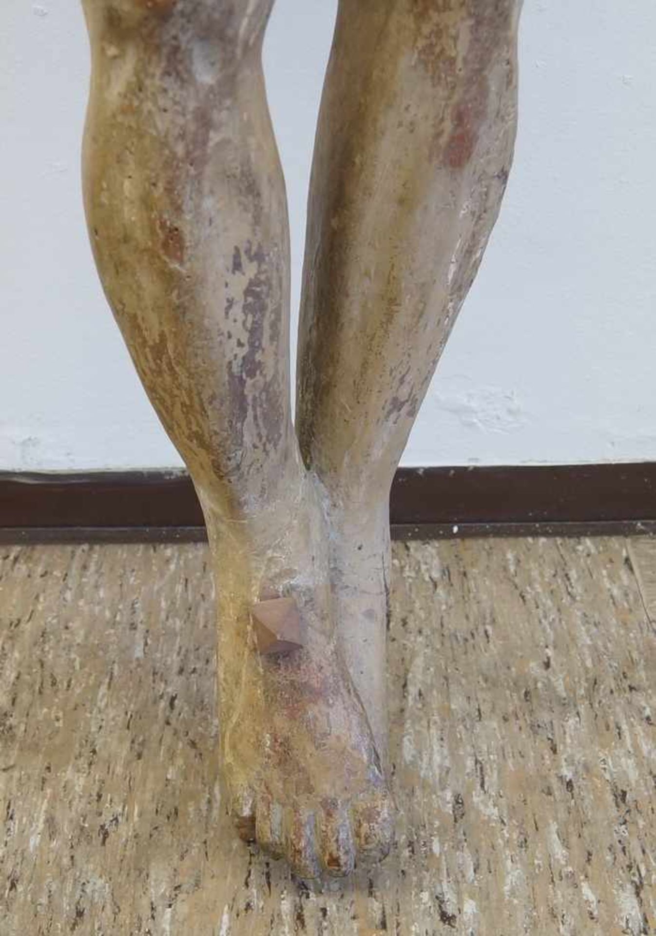 Barock Korpus Christus, Holz geschnitzt und gefasst, 18. JH, besch., 127x121 cm - Bild 6 aus 7